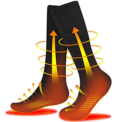 Chaussettes chauffantes pour homme et femme, USB avec batterie rechargeable de 2200 mAh, chaussettes chaudes pour l'hiver en coton, chaussettes chaudes pour la randonnée, le ski (noir) Cover