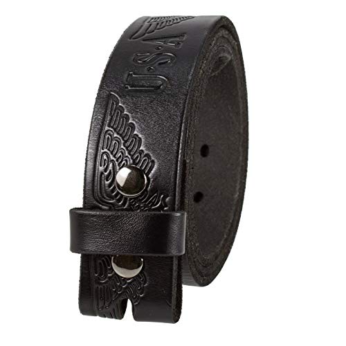 Unisex Full Grain Genuine Leather Eagle Belt Strap Without Buckle (30-32 (S))