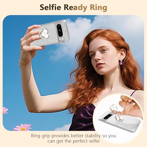Coque anti-chute Google Pixel 8 Pro robuste transparente paillettes anneau - 3