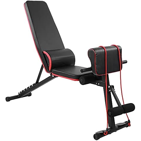 Weight Bench Adjustable Strength Training Bench, Body Power Flat/incline/decline Utility Bench with 7-level Adjustable, Exercise Fitness Sit Up Bench Abdominal Supine Board Flat Home Gym Cover