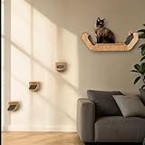 Cat Wall Shelves with 3 Steps - Wall Mounted Cat Furniture for Climbing and Lounging -Set of 3 Indoor perches by ESTRADURE
