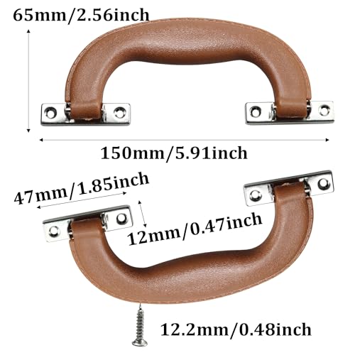 Image of 2Pcs 150mm Plastic Luggage Trunk Pull Handle, Brown Suitcase Side Holder Long Pull Handle, Replacement Handle for Travel Suitcase