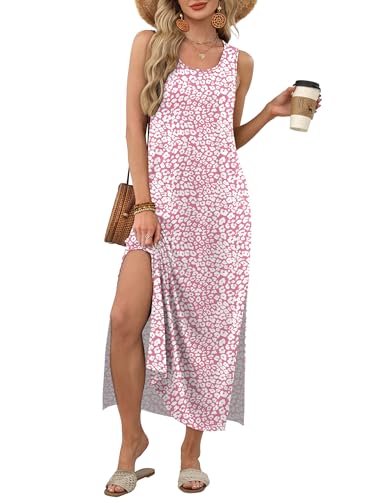 Image of WIHOLL Maxi Dress Summer Dresses 2026 Beach Vacation Clothes Sleeveless Sundresses with Pockets Boho S-3XL