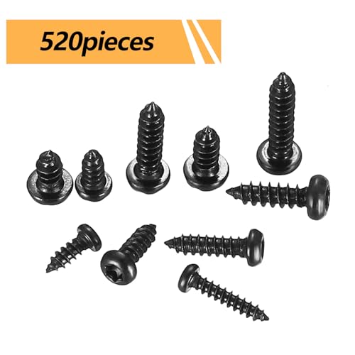 520 Pcs Mini Self Tapping Screws (M2-M3 Micro Size), black - Image 3
