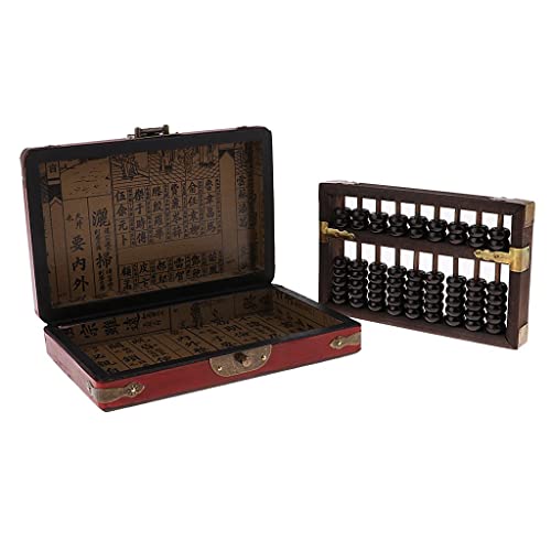 LuDa Ábaco de madeira estilo vintage Soroban 9 colunas matemática profissional abaco para adultos