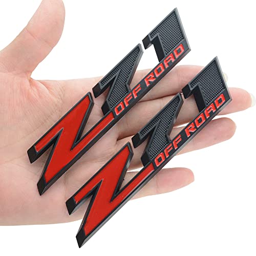 dgea 5in 2Pcs Z71 Off-Road Rear Trunk Emblem Door Fender Sport Badge Fit for Chevy (Red Black)