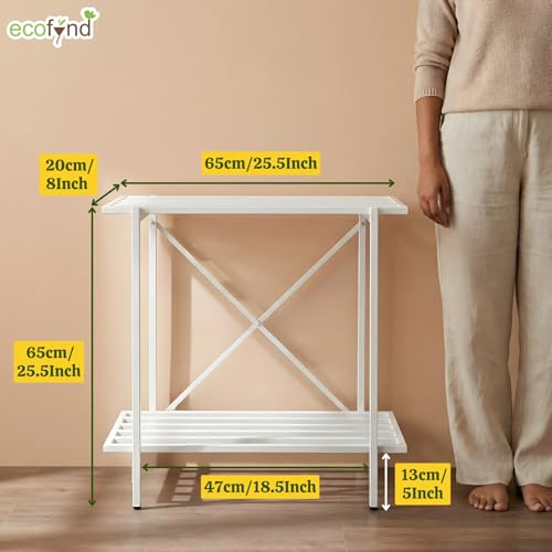 Image of ecofynd Adam Plant Stands for Outdoor Balcony, Flower Pot Stand for Indoor Plants, Large Metal Planter Stand for Living Room, home decor, Indoor & Outdoor plants, 2 Tier, (26 Inch, PS049-WHT)