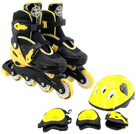 Patins In Line Infantil Preto 4 Rodas Tamanho 34-37 com Kit de Pr...