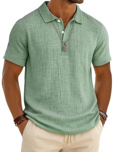 Camiseta Polo De Manga Corta De Lino para Hombre, Suelta, De Talla Grande, Casual y Deportiva XXL