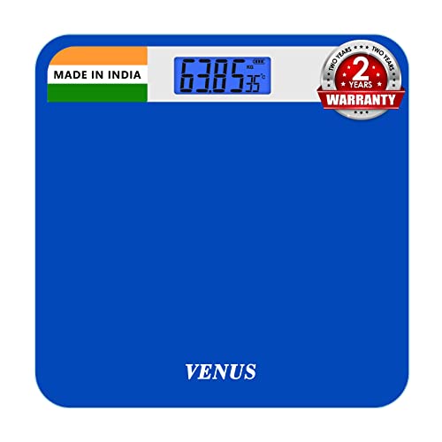 Image of Venus (Made in India) Electronic Digital Personal Bathroom Weight Machine For Body Weight Upto 180 Kg Weighing Scale With 24 Months Warranty, Blue