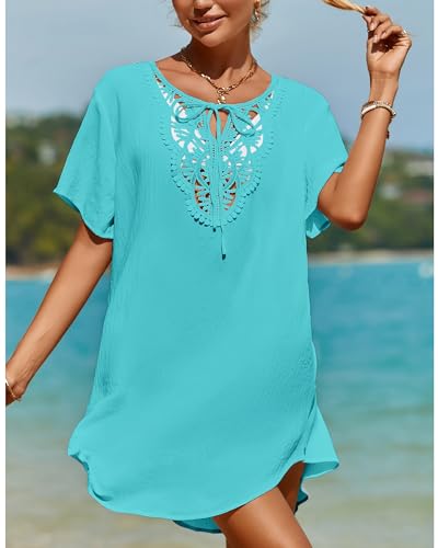 SimpleFun Womens Swimsuit Coverup Lace Crochet V Neck Bathing Suit Cover Up Dress Beach Cover Ups for Swimwear3