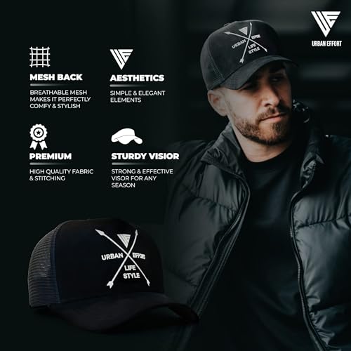 Image of Urban Effort Trucker Hat for Men - Mesh Back Baseball Cap, 5 Panel Snapback Hats for Men and Women