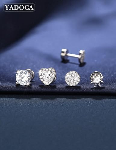 YADOCA 4 Pairs 925 Sterling Silver Flat Back Stud Earrings for Women - image 5