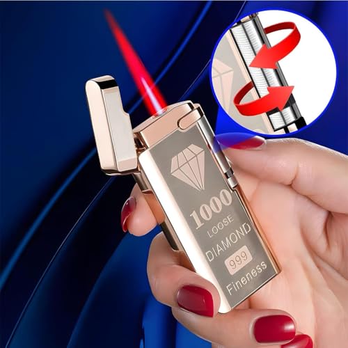 Encendedor Mini Metal Corto a Prueba de Viento Rojo miniatura 2