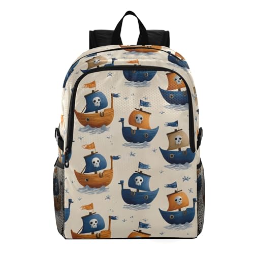 AIXIWAWA Lightweight Hiking Backpacks Cute Boats Print, Foldable Waterproof Daypack for Commute Travel