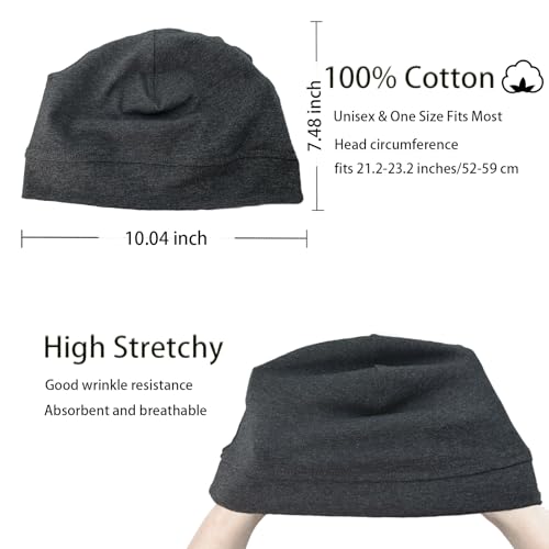 Image of vidsel 100% Cotton Skull Caps for Men Women Breathable Night Cap Sleep Hats Soft Lightweight Running Beanie Helmet Liner