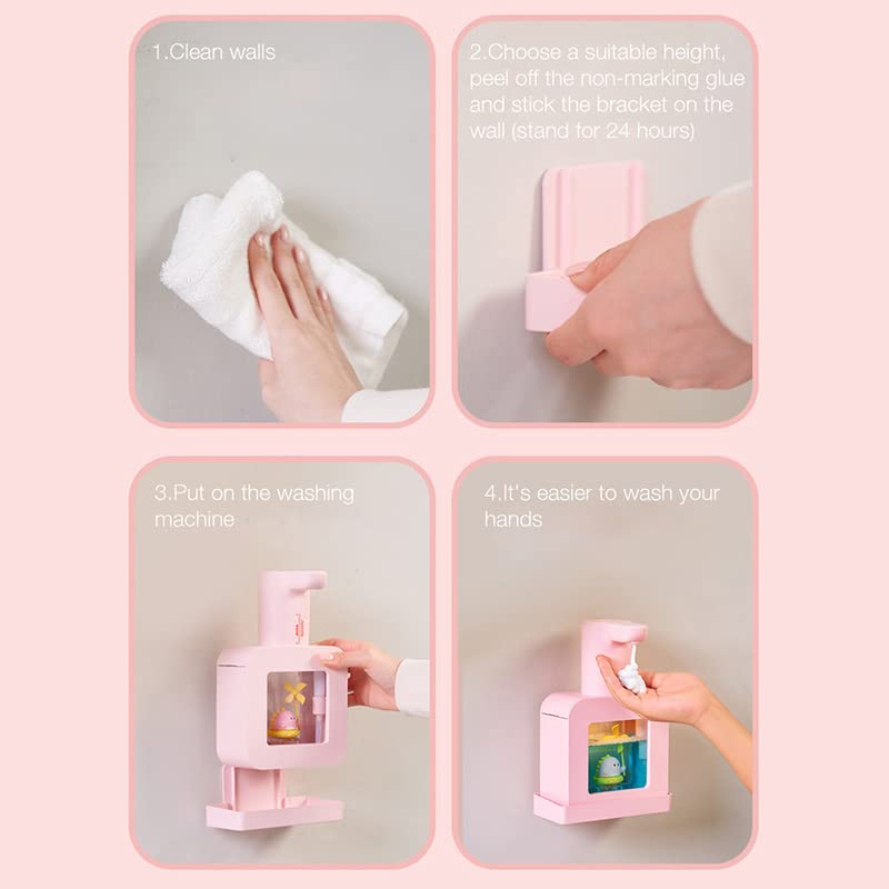 Automatischer Seifenspender für Kinder, berührungsloser automatischer Sensor-Seifenspender Cartoon Smart Foam Soap für Küche und Bad (Gelb - Glückskatze)