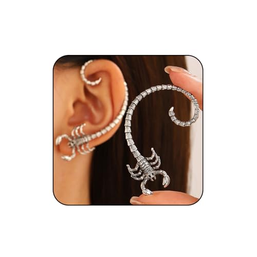 Luolinice Vintage Scorpion Ear Cuffs Earrings Gothic Scorpion Statement Cuff Earrings Chunky Ear Cuff Silver Jewelry Gift for Women