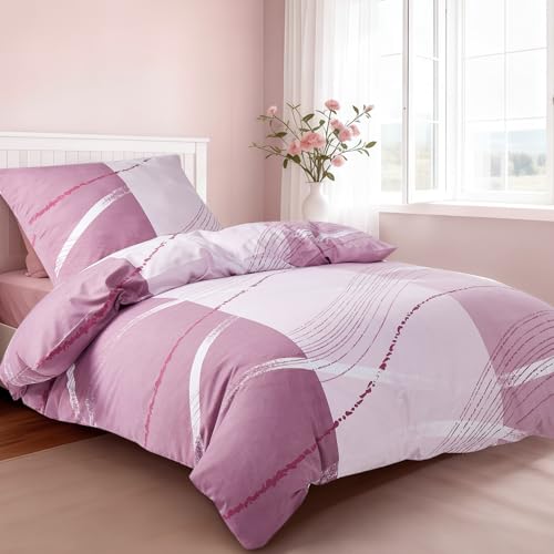 HENGWEI Bettwäsche 135x200cm 2teilig Set Extraweiches Bettwäsche-Sets für Einzelbett Hochwertiges Mikrofaser Bettbezug mit Kissenbezug 80x80cm,...