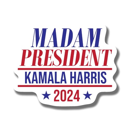 Madam President Kamala Harris 2024 Magnet - Kamala Harris 2024 President Election Political Magnet - Car Truck Bumper Fridge Metal Surface Magnet - 5 Inches On Longest Side - Made in USA - AAMT0203