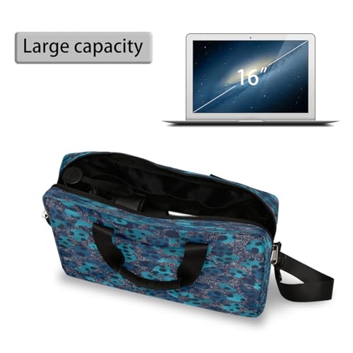Maletín para laptop con diseño leopardo azul oscuro miniatura 4