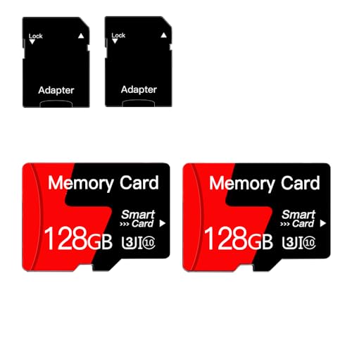 Paquete de 2 tarjetas de memoria microSD de 128 GB con adaptador clase 10, UHS-I, U3, A1, para smartphones, drones, cámara [128 GB*2]