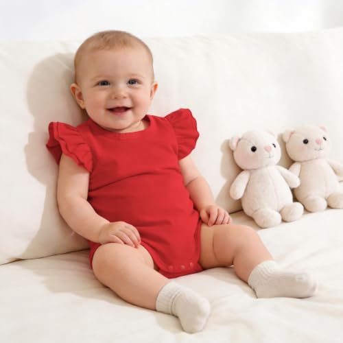 Image of LYSMuch Toddler Baby Girls T Shirt Ruffle Sleeveless Kids Cotton Tshirt Solid Color Blouse