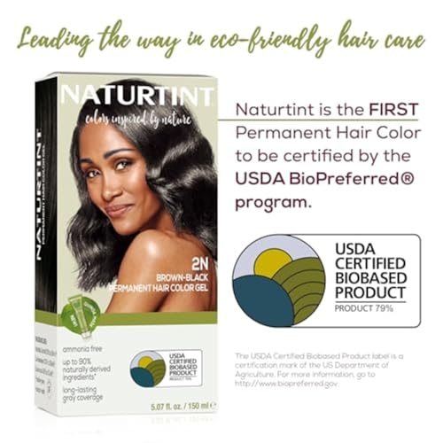 Image of Naturtint 2N Brown Black Permanent Hair Color (Pack of 2), Ammonia Free, Vegan, Cruelty Free, up to 100% Gray Coverage, Long Lasting Results (Packaging may vary)
