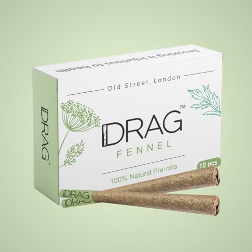 Herbal cigarettes - Nicotine Free, Tobacco Free, THC Free, 100% Natural, Additives Free | Cigarette and Vape alternative for Quit Smoking | 1 Pack-10 Prerolls - Drag Fennel