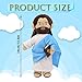Yelakey Jesus Plush Speaks 20 of Bible Verses and 3 of Bible Music Jesus Stuffed Doll to Teach Suitable for Church Sunday School Religious Easter (Blue)