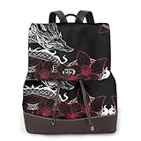 リュック レディース 和柄 龍 彼岸花 花柄 本革レザー ショルダーリュック バックパック リュックサック ビジネスバッグ 通学バッグ コンパクト カジュアル シンプル 大容量 防水