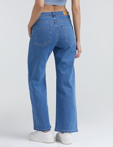 Image of INKD Women's Wide Leg Jeans - High-Rise | Stretchable | Enzyme Wash | Classic 5 Pocket Styling | Jeans for Women (Available in Plus Sizes)