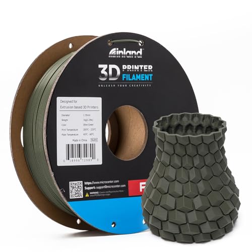 Image of INLAND Micro Center PLA+ 3D Printing Filament 1.75mm - PLA Pro Dimensional Accuracy + /- 0.03 mm - 1kg Cardboard Spool (2.2 lbs) (1 Pack Olive Green, 1.75mm)