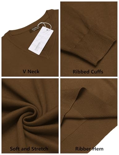 Image of COOFANDY Mens Casual V Neck Sweater Knit Slim Fit Long Sleeve Pullover Top