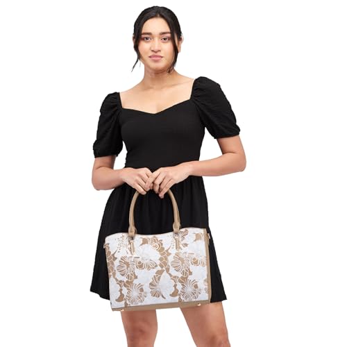 Image of Caprese Margot Satchel Bag, Medium | Stylish Floral Print Handbag for Women with Adjustable & Detachable Sling Strap | Secure Zip Closure | Perfect for Office & Daily Essentials