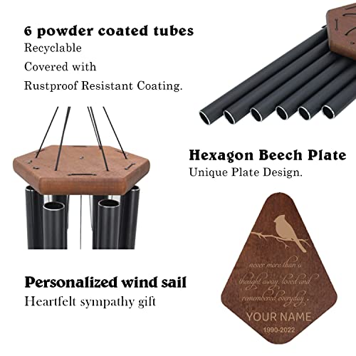 Image of ASTARIN Personalized Name Memorial Wind Chimes, Sympathy Gift for Loss of Lover Mom Dad, Bereavement Deep Tone Wind Chimes for Outside in Memory Gift, Decor Outdoor Garden Patio