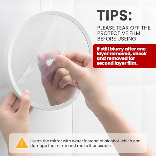 Image of TAILI Shower Mirror Fogless for Shaving, Silicone Fog Free Hanging Mirror for Travel Camping, Shower Accessories, Bathroom Accessories,Shatterproof - Gifts for Men, Women,White