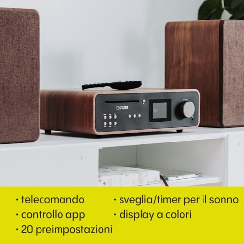 Pure Micro HiFi Classic Stereo Microsistema audio per la casa 50 W Nero, Noce