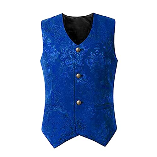 Mens Victorian Suit Vest Renaissance Steampunk Gothic Jacquard Waistcoat Men's Steampunk Gothic Vest(White,Large) Comfortable3