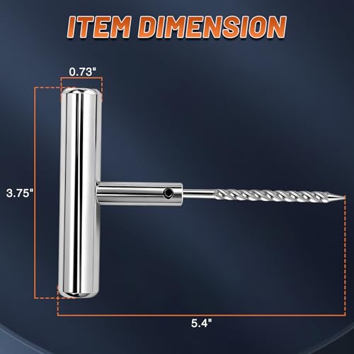 Image of Spiral Probe Wrench, Tire Repair Puncture Tool Kit Heavy Duty Stanless Steel T-Handle Tire Repair Tool for Automobiles Motorcycles
