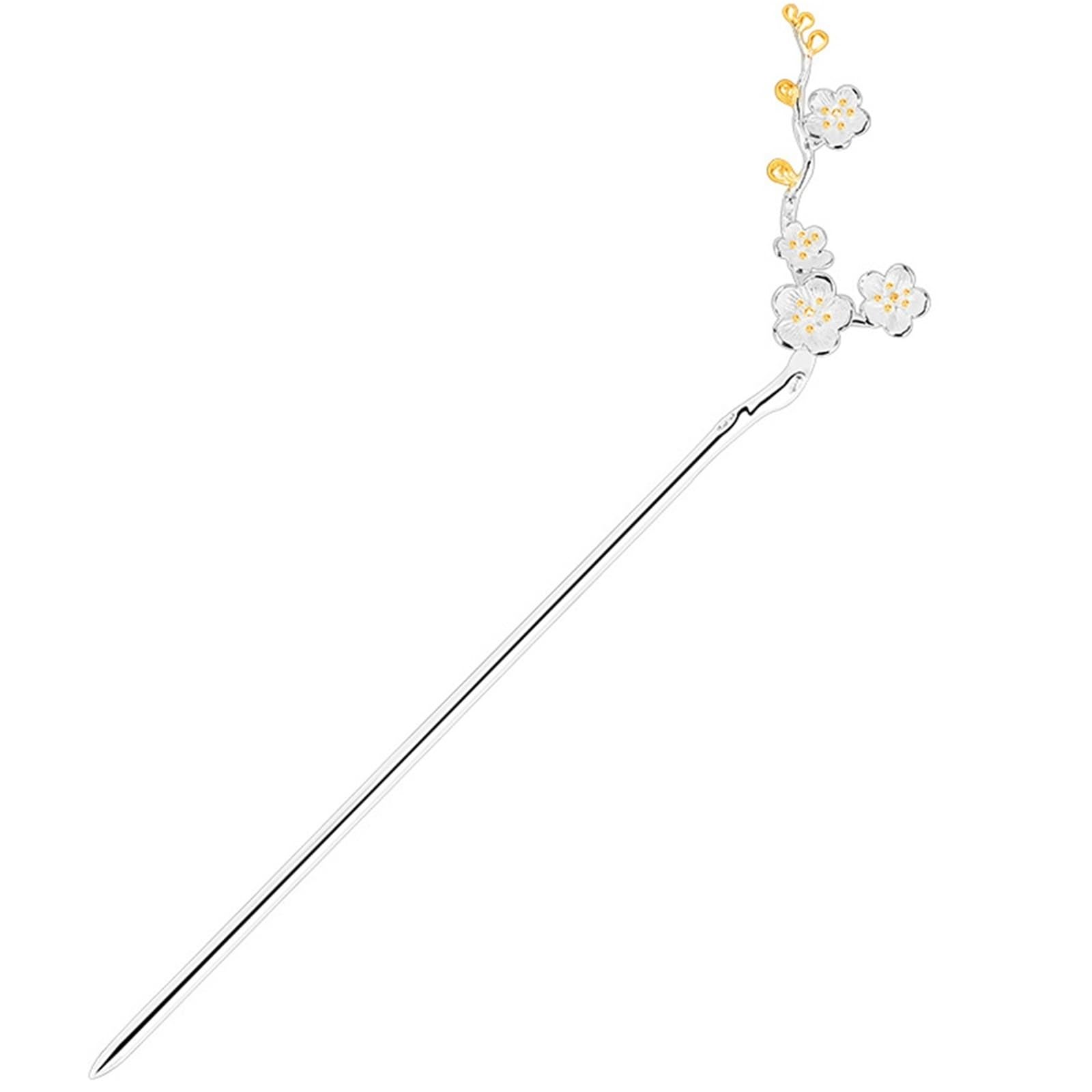 Fermaglio Capelli Sposa Pure Silver Vintage Palace Flowers Hairpin Chinese Style Hanfu Handmade Original Accessories Jewelry(Two tone gold)