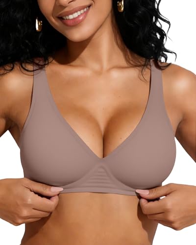 Image of Deep V Wireless Jelly Bras for Women Push Up Bralette Seamless No Underwire Support T-Shirt Comfort Plunge Full Coverage