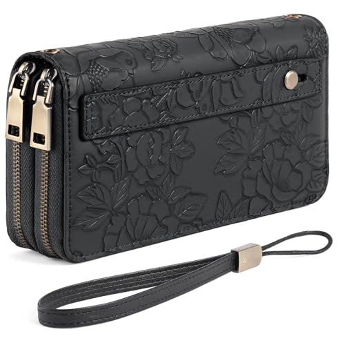 Image of GAEKEAO RFID Leather Wristlet Wallet for Women with Grip Strap