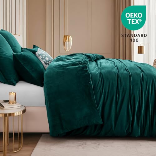 RUIKASI Flanell Winter Bettwäsche 135x200 Dunkelgrün Warm WinterBettwäsche – Ansicht 3