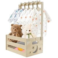 Cesto Regalo In Legno Per Baby Shower, Con Maniglia E Ganci, Portatile, Per Organizzare Accessori Bebè - 3
