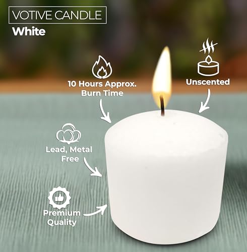Image of Hyoola Votive Candles - 10 Hour Burn Time - Unscented Candles Votives Bulk - Pack of 150 White Candles - European Made