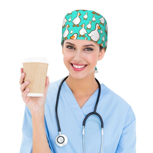 Image of Adjustable Working Cap Breathable Unisex Women Men Elastic Bandage Tie Back Hats Scrub Nursing Doctor Surgeon Cap