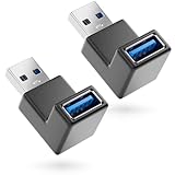 deleyCON 2 Stück USB 3.0 Winkel Adapter - 90° Grad Winkeladapter - A-Stecker zu A-Buchse - Kompatibel mit Allen USB Kabeln - Optimale Kabelführung
