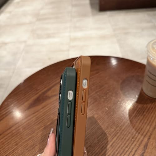 Étui de téléphone avec support en cuir marron antichoc iPhone 15 - 6