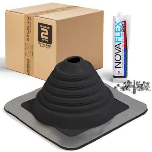 Image of Fasteners Plus #2 Square EPDM Metal Roof Pipe Flashing Boot